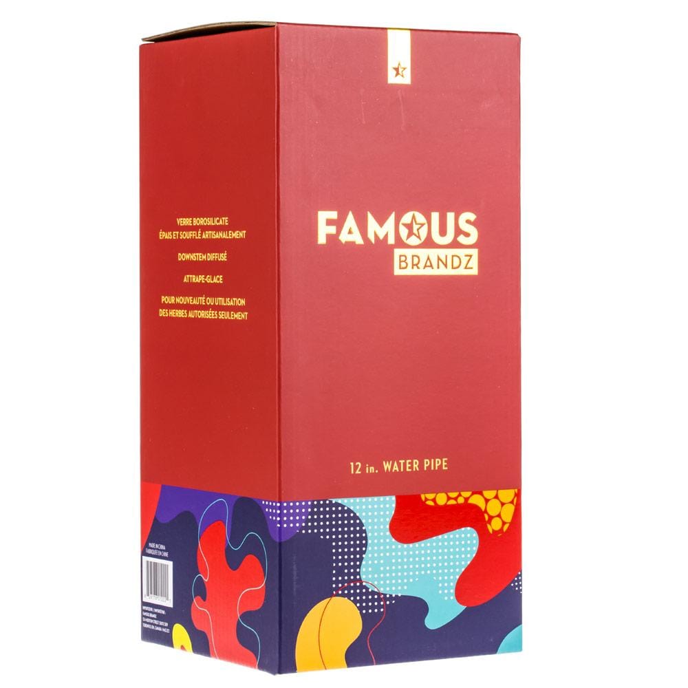 Front view of the Papaya 12" Beaker Water Pipe, showing a clear glass beaker with a branded label against a black background.