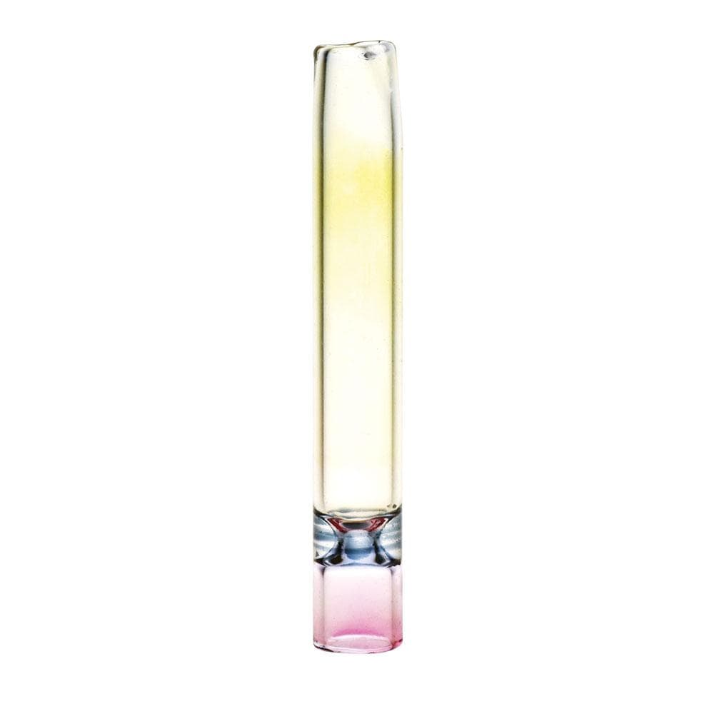 A front view of the Simple Style Glass One Hitter, showcasing the clear glass tube with a slight color gradient.