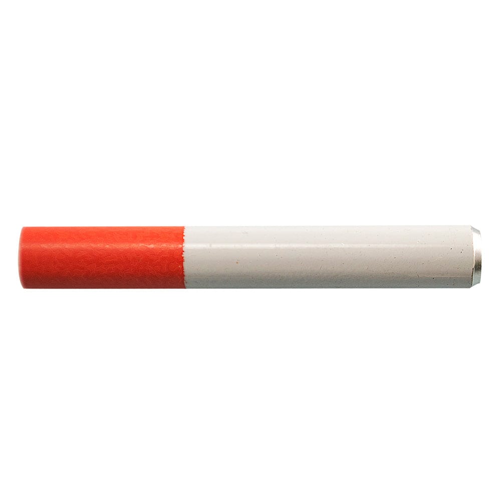 A close-up, side view of the Small Standard Cigarette One Hitter with a silver tip against a plain white background.