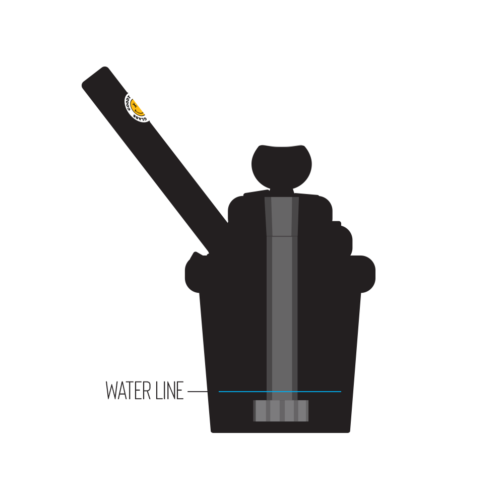 A side view of the Goody Cupcake Bubbler, showing the curved glass design against a plain white background.