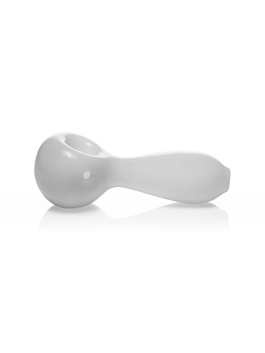 A side view of the GRAV® Large Spoon pipe, showcasing its curved form and clean lines against a white background.