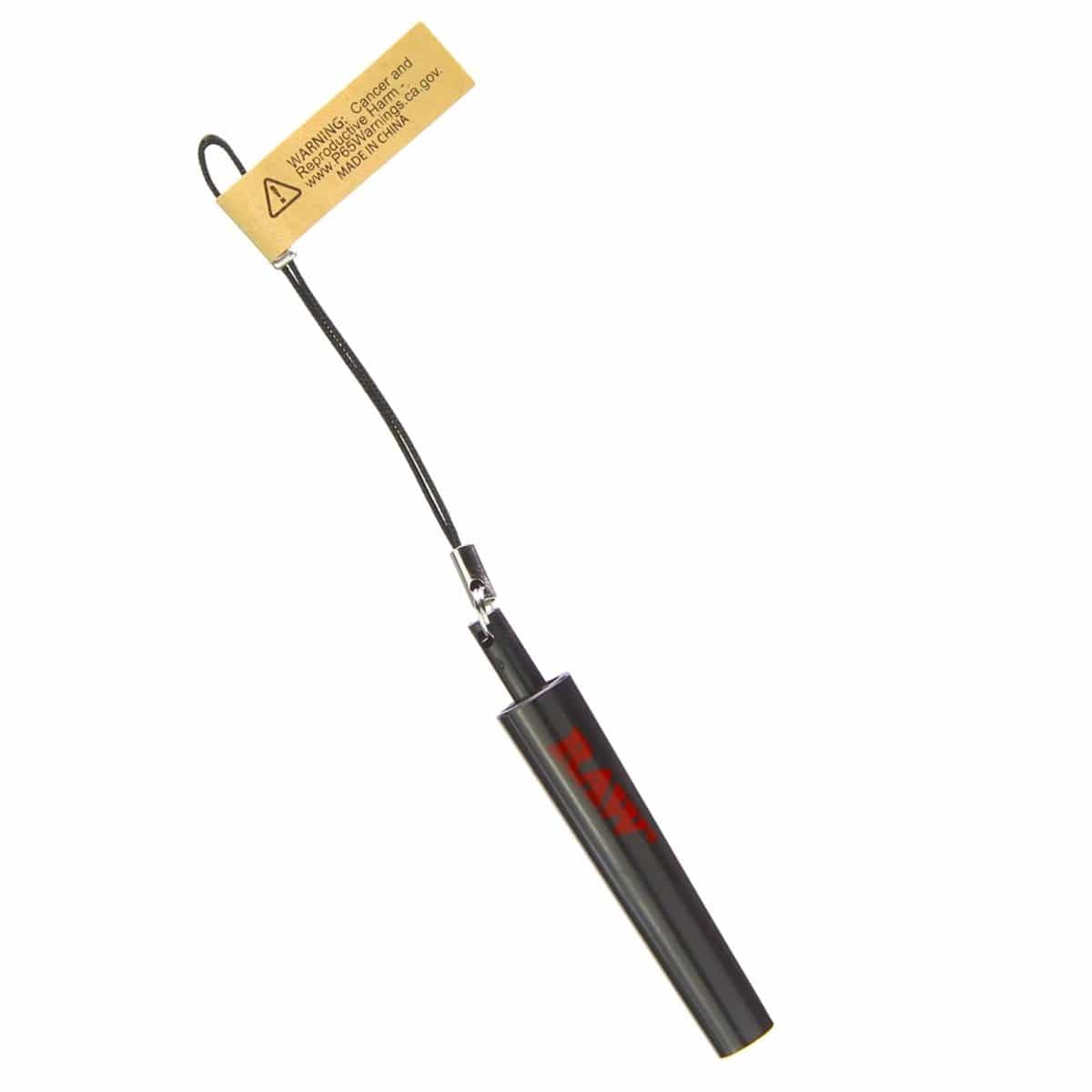 A silver RAW Cone Creator Keychain hangs against a dark background, displaying its compact, streamlined design.