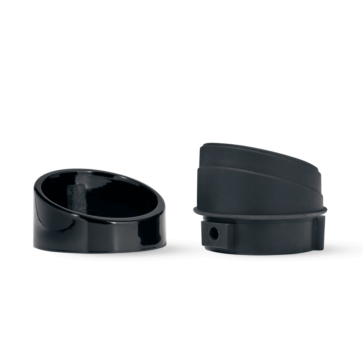 A studio shot of the Puffco Peak & Peak Pro Mouthpiece Adapter, showing its black, angular shape against a plain white backdrop.