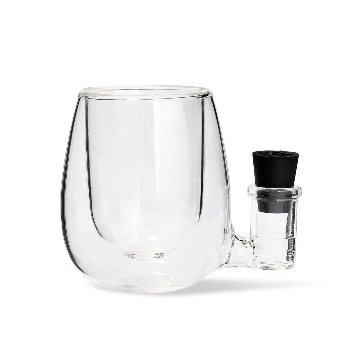 A studio shot of the ISO Station, displaying the clear glass piece angled to show its unique shape and narrow joint.