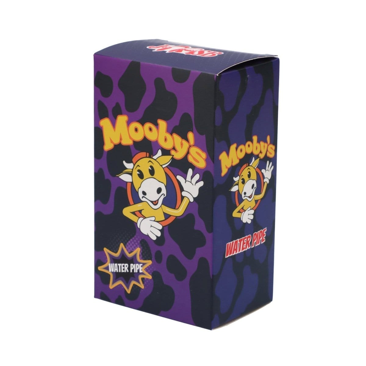 Front view of the Mooby's Teal 4" Mini Water Pipe, displaying a teal-colored glass pipe against a dark purple background.