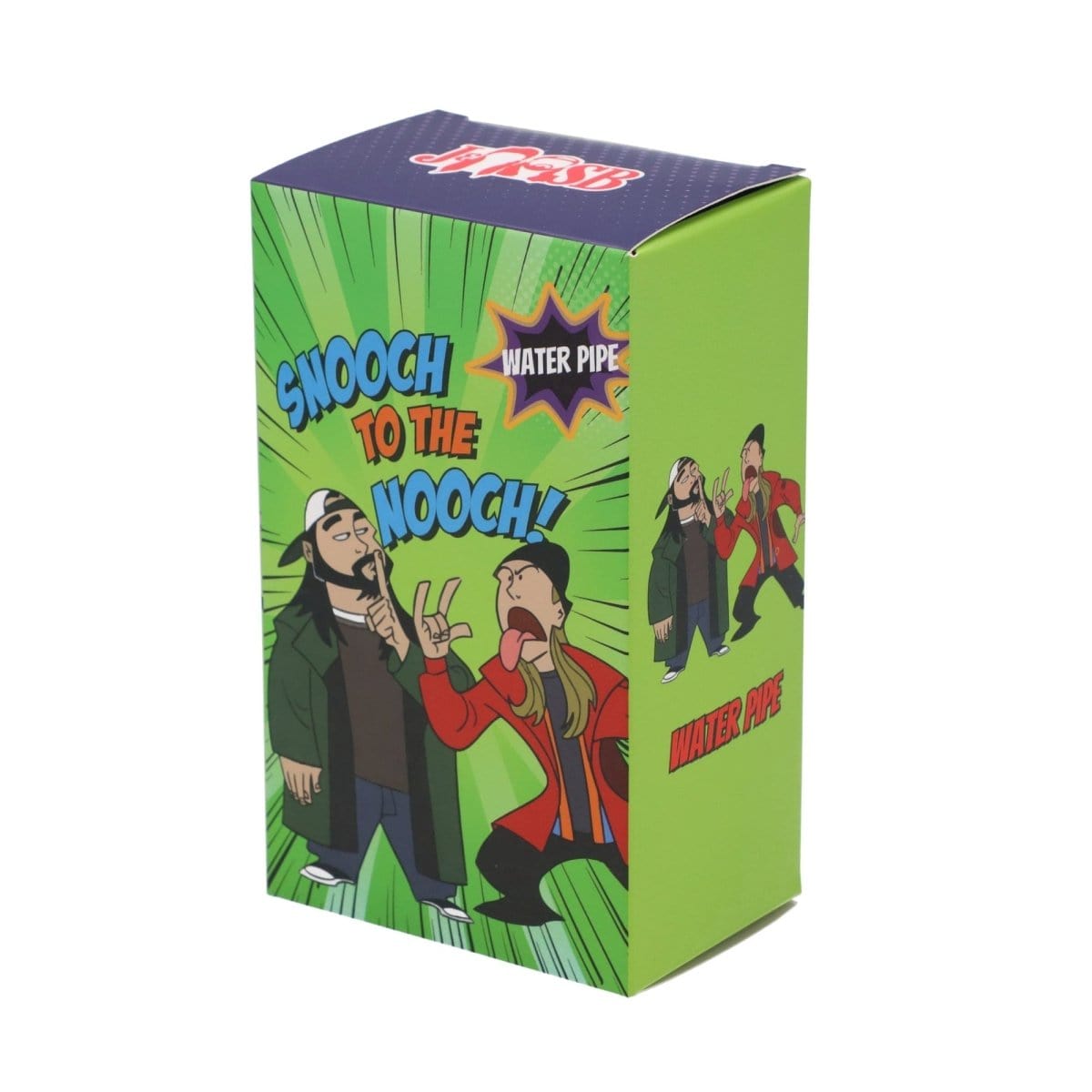 A close-up, angled view of the 4" Mini Water Pipe - Snoochies Green, showing the green glass piece against a dark background.