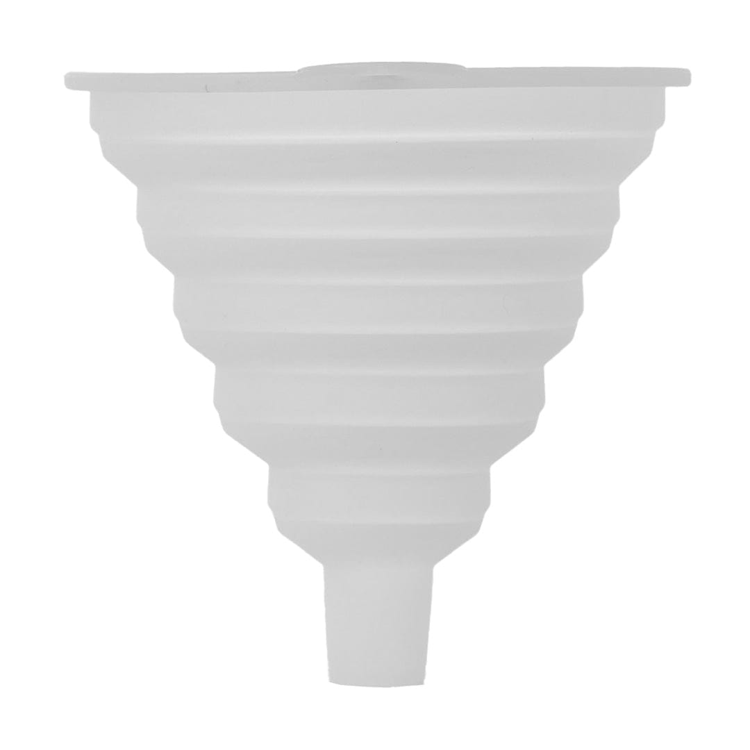 A top-down view of the Levo x Ghost Infuser, showcasing its clear glass construction and simple, cylindrical shape.