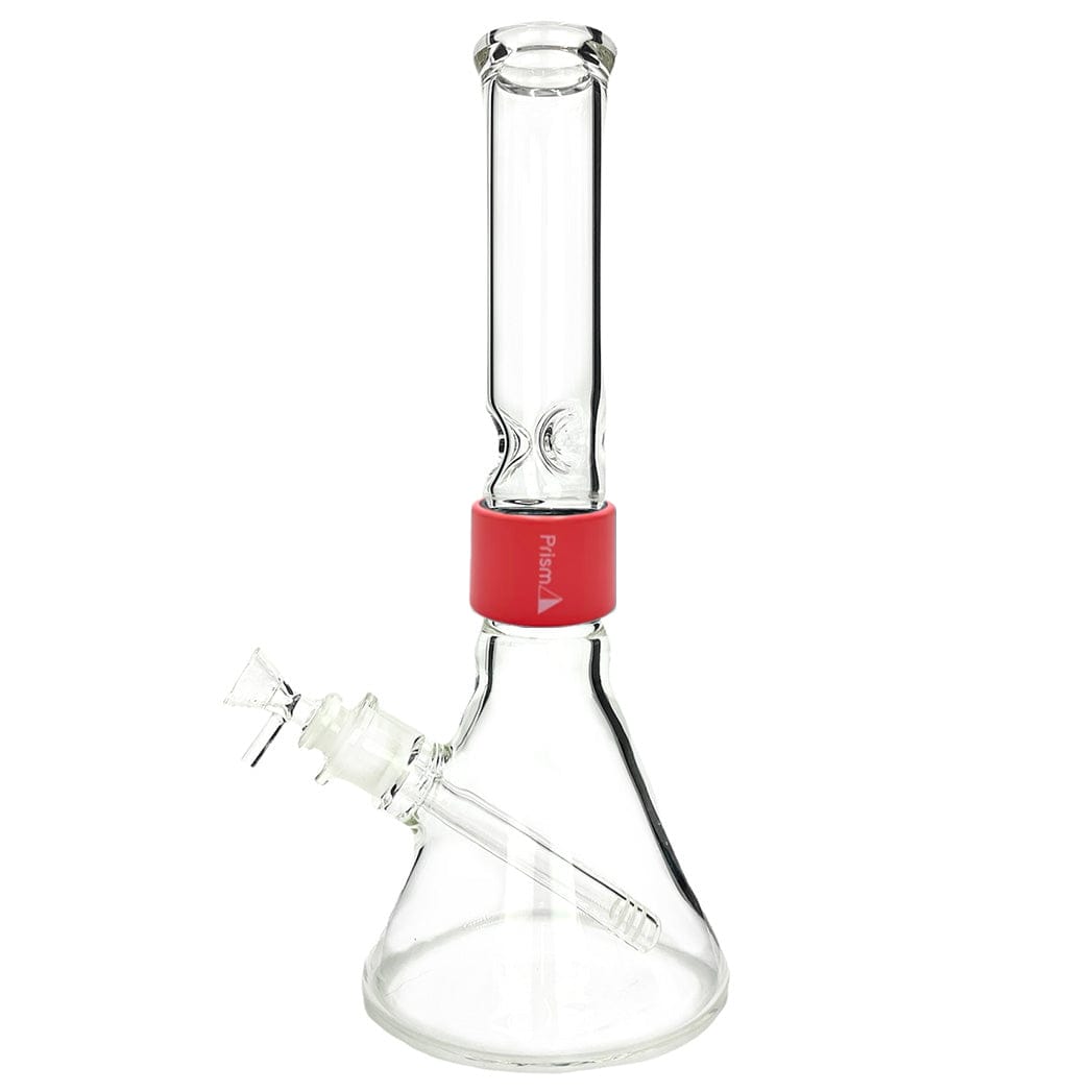 A front view of the CLEAR STANDARD BEAKER SINGLE STACK, showcasing its simple, clear glass design against a plain white backdrop.