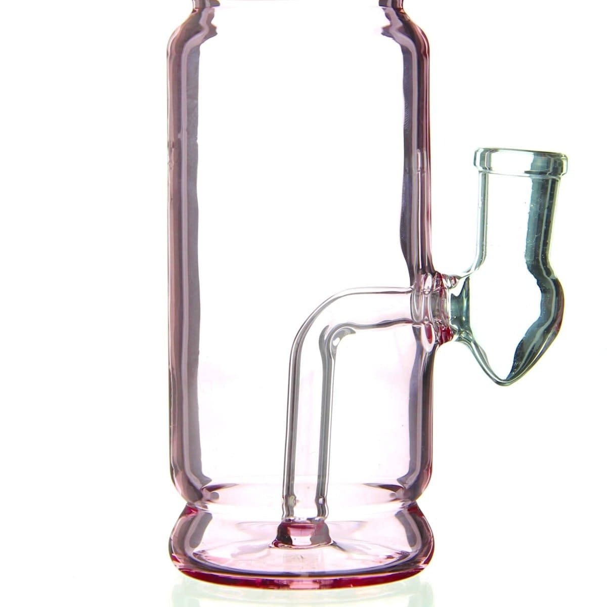 Front view of the Terpade Bottle Bong, a clear glass water pipe with a rounded base and simple cylindrical shape.