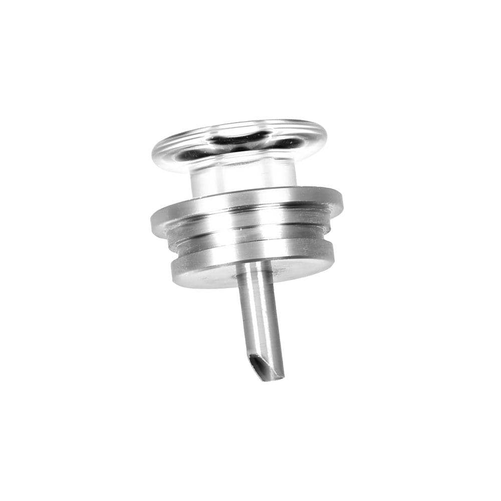 Close-up, angled view of the SeshGear Dabtron Electric Dab Rig, displaying its black, cylindrical form and metallic accents.