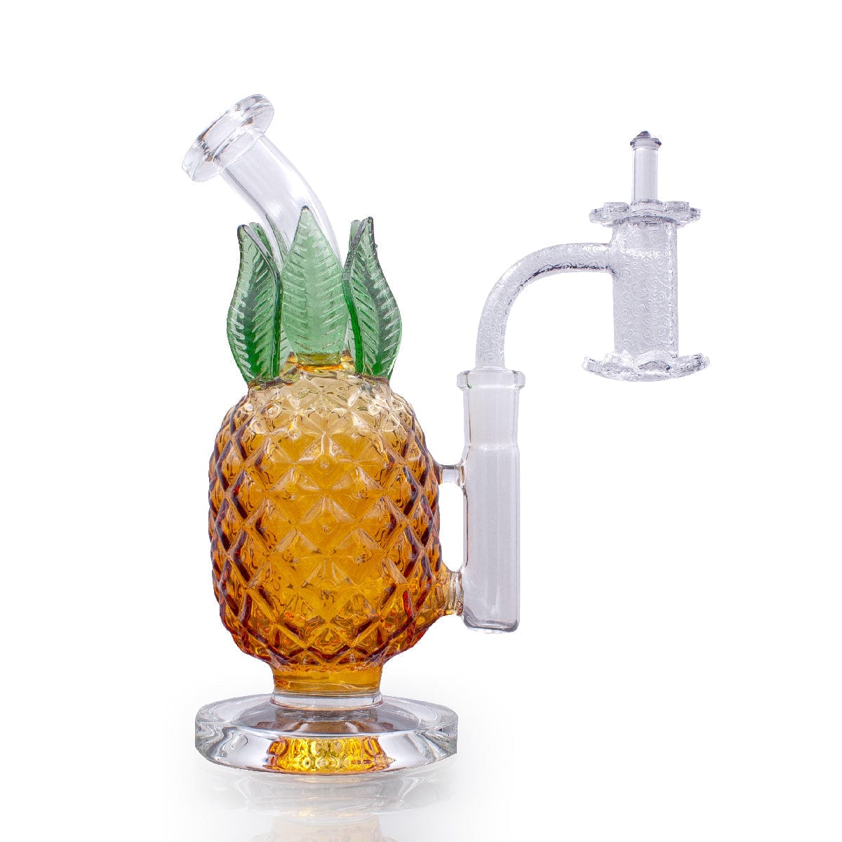 Front view of the 8" Tropical Pineapple Dab Rig, a detailed glass piece with a pineapple shape and clear accents.