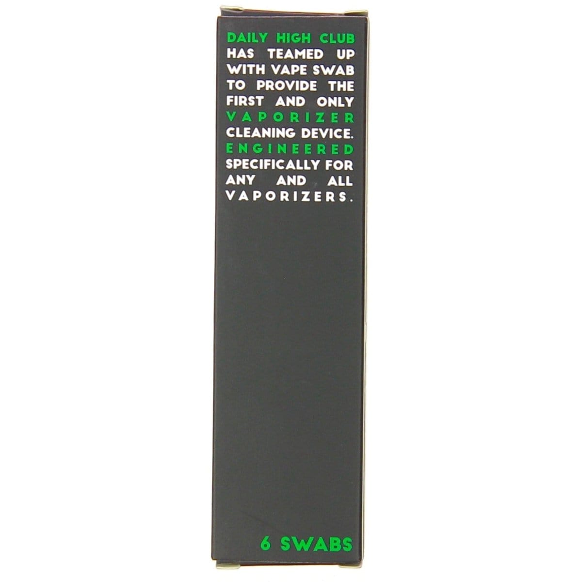 A close-up of DHC Originals Vape Swabs packaging featuring bold white text on a black background.