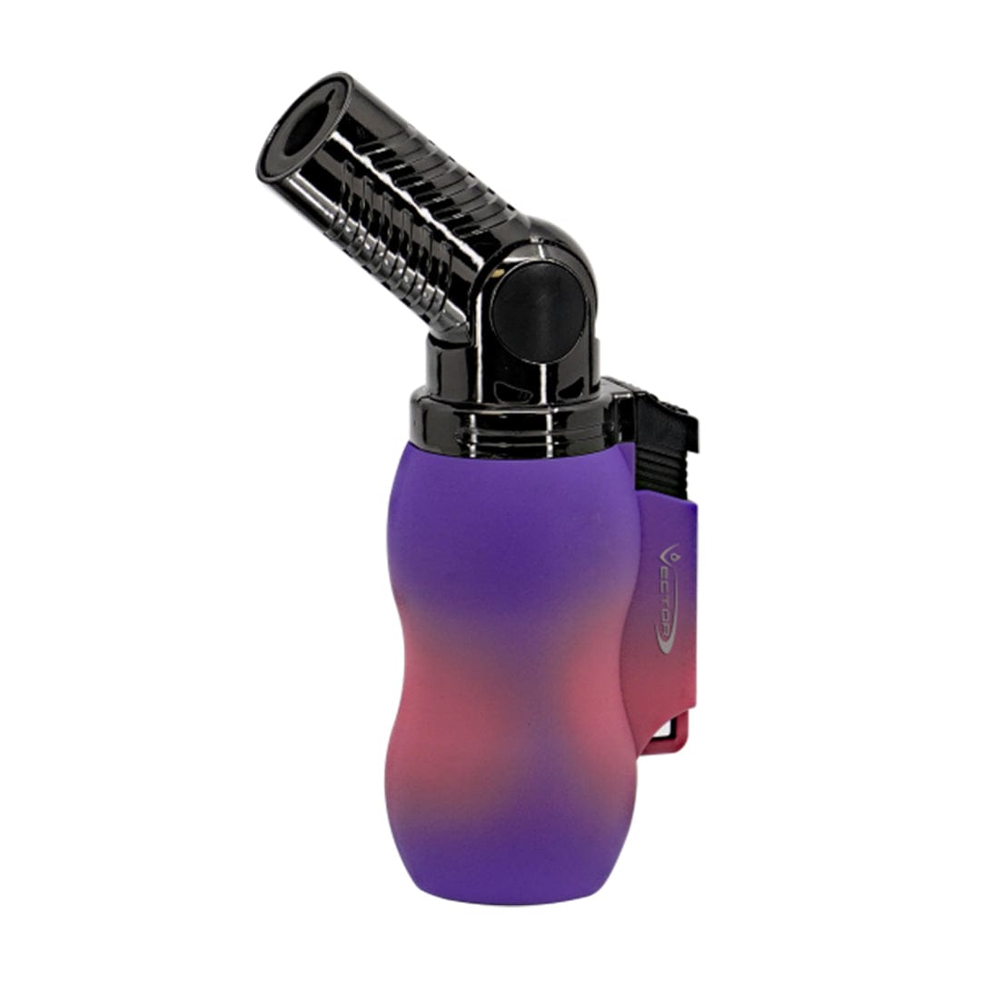 A close-up of the Vector Vantage Mini Torch, featuring a blue and black finish in a studio lighting setup.