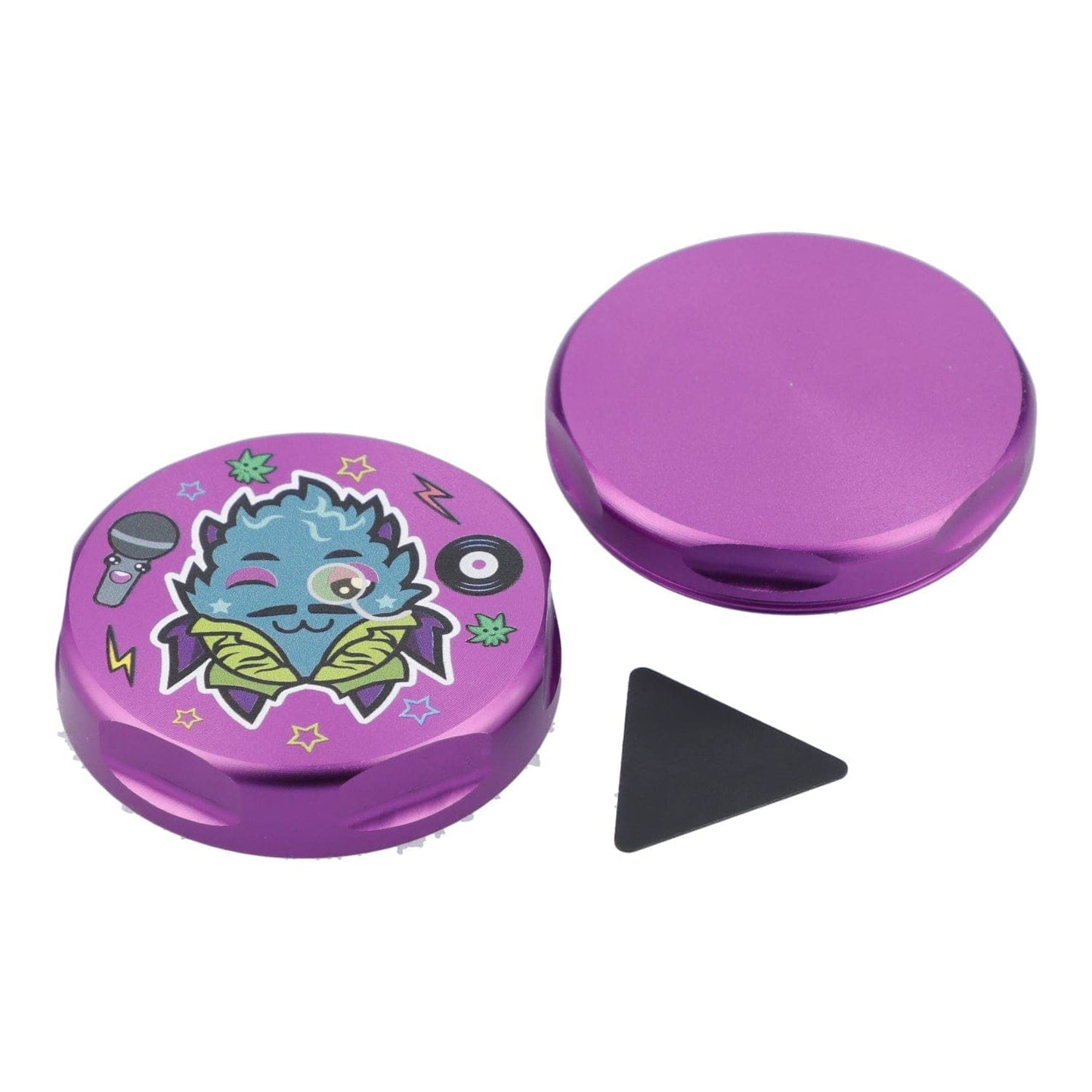 Top-down view of the 55mm Granddaddy Purple 3 Stage Grinder in purple, showcasing its circular, multi-tiered design.