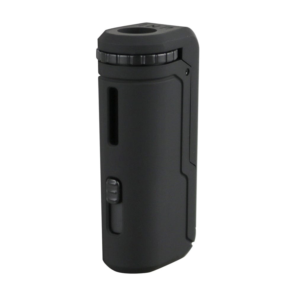 Front view of the black Yocan UNI Portable Box Mod, highlighting its sleek, rectangular design and matte finish.