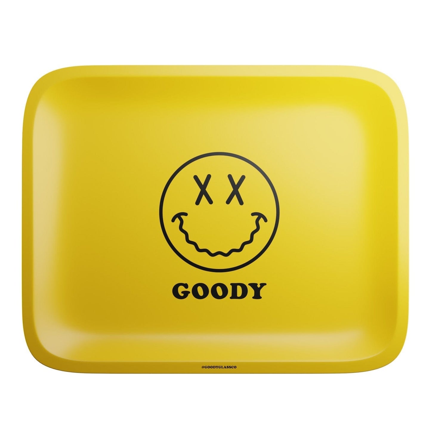 Goody Glass Rolling Tray Small Yellow Big Face Rolling Tray