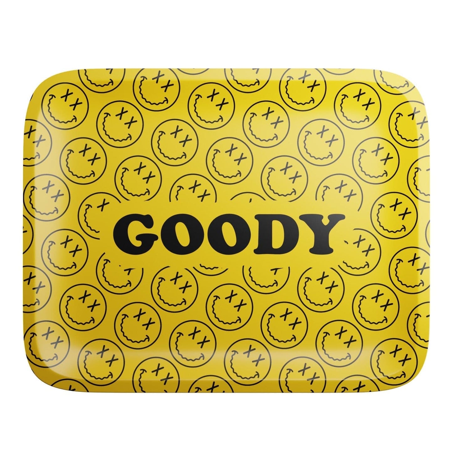 Goody Glass Rolling Tray Pattern Face Yellow Rolling Tray