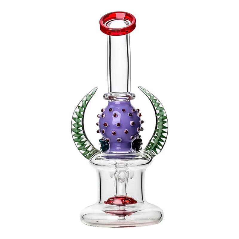 Calibear DAB RIG RED+MPPL WIGWAG HORNS GLASS WATER PIPE GLASS DABRIG