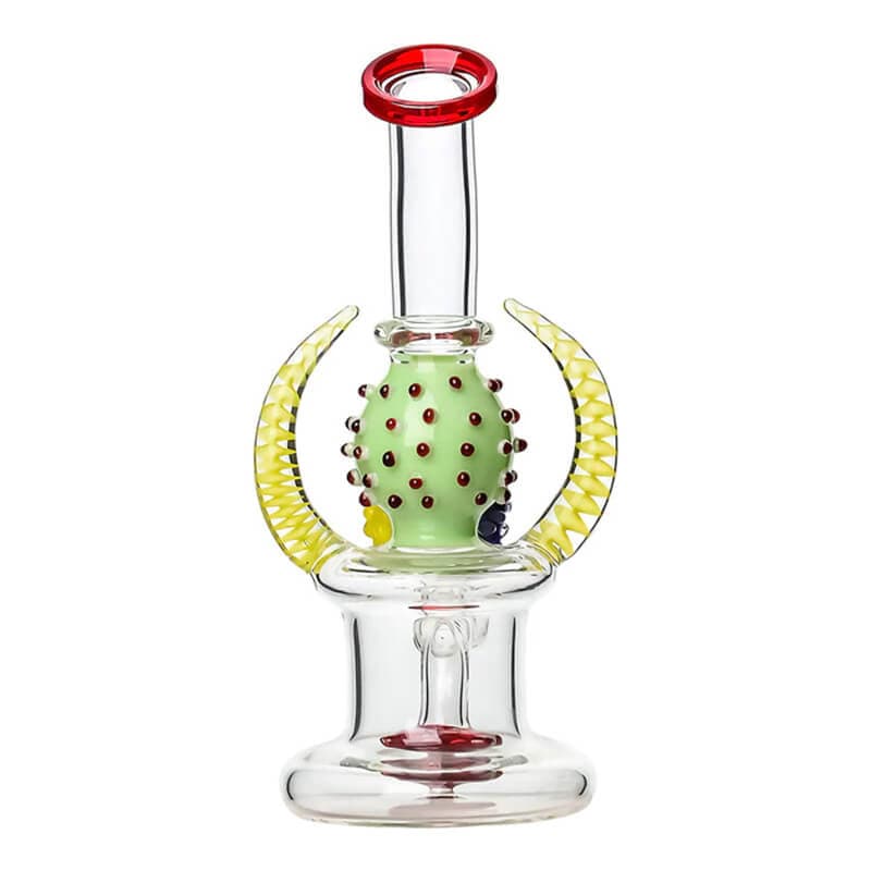 Calibear DAB RIG RED+MGR WIGWAG HORNS GLASS WATER PIPE GLASS DABRIG