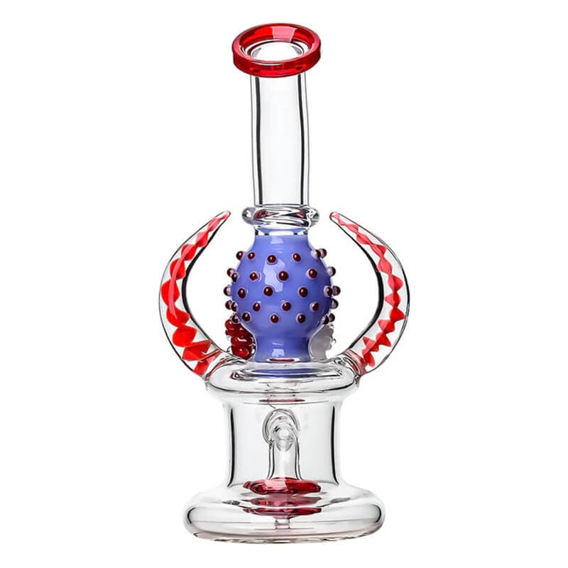 Calibear DAB RIG RED+MBL WIGWAG HORNS GLASS WATER PIPE GLASS DABRIG
