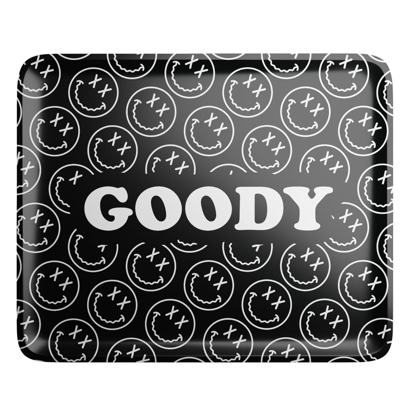 Goody Glass Rolling Tray Large Goody Glass Pattern Face Black Rolling Tray