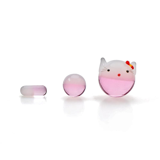 The Stash Shack Carb Cap Pinky Kitty Glass Slurper Set