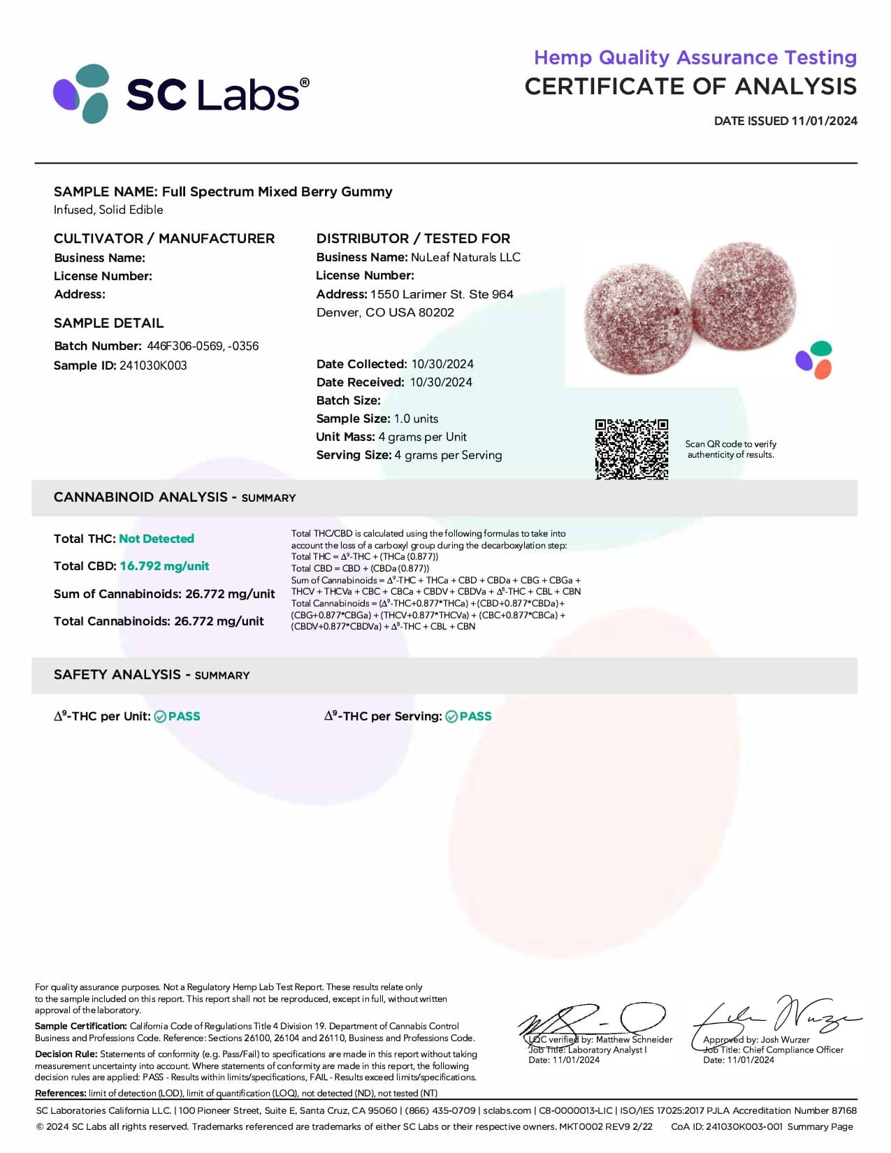 NuLeaf Naturals SLEEP - CBD:CBN Gummies