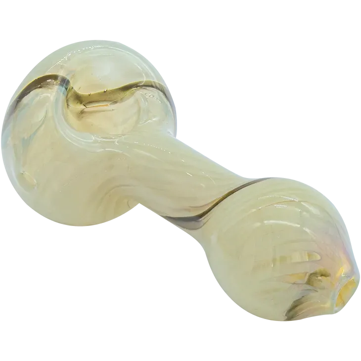 Angled close-up of the "Bones" White Color Spoon Pipe (Copy) showing a glossy, pale cream glass body with subtle swirls and a rounded bowl.