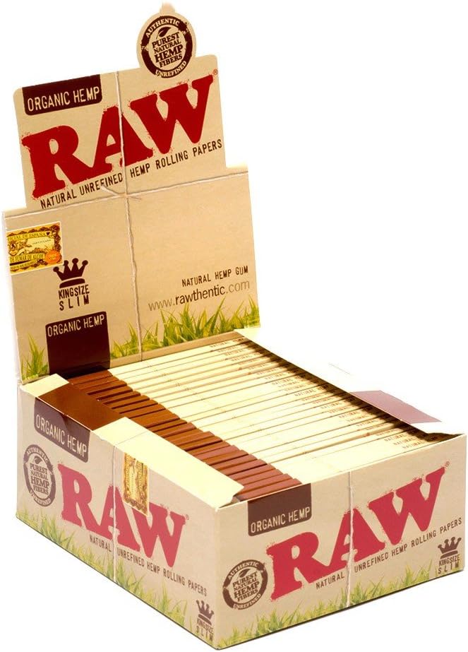 RAW Rolling Papers Box of 50 RAW Organic Hemp King Size Slim Rolling Papers
