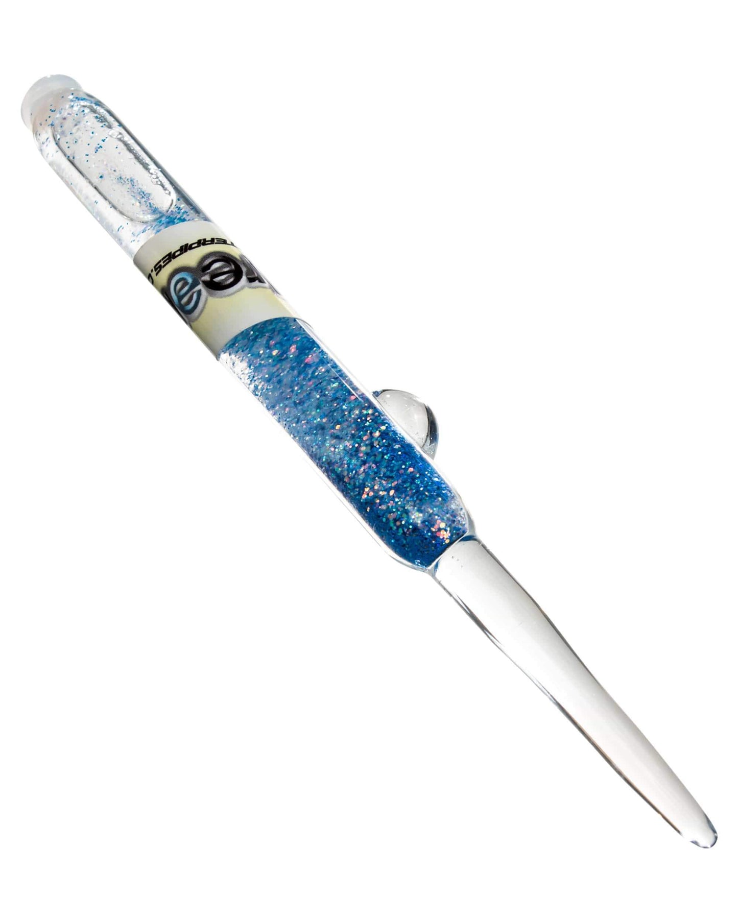 Dream Pipes Dabber Blue Liquid Glitter Glass Dabber