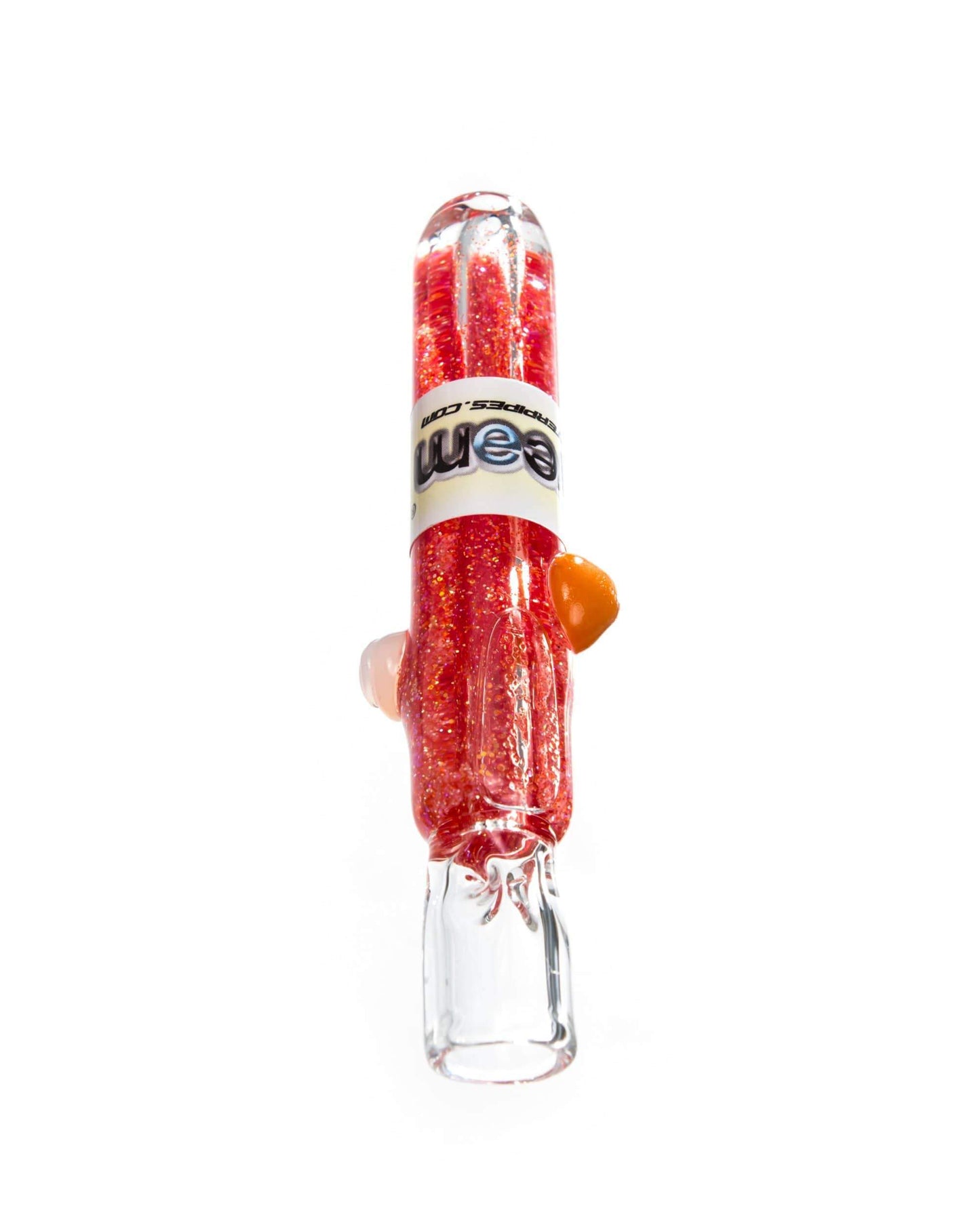 Dream Pipes Hand Pipe Orange Liquid Freezable Glitter Chillum