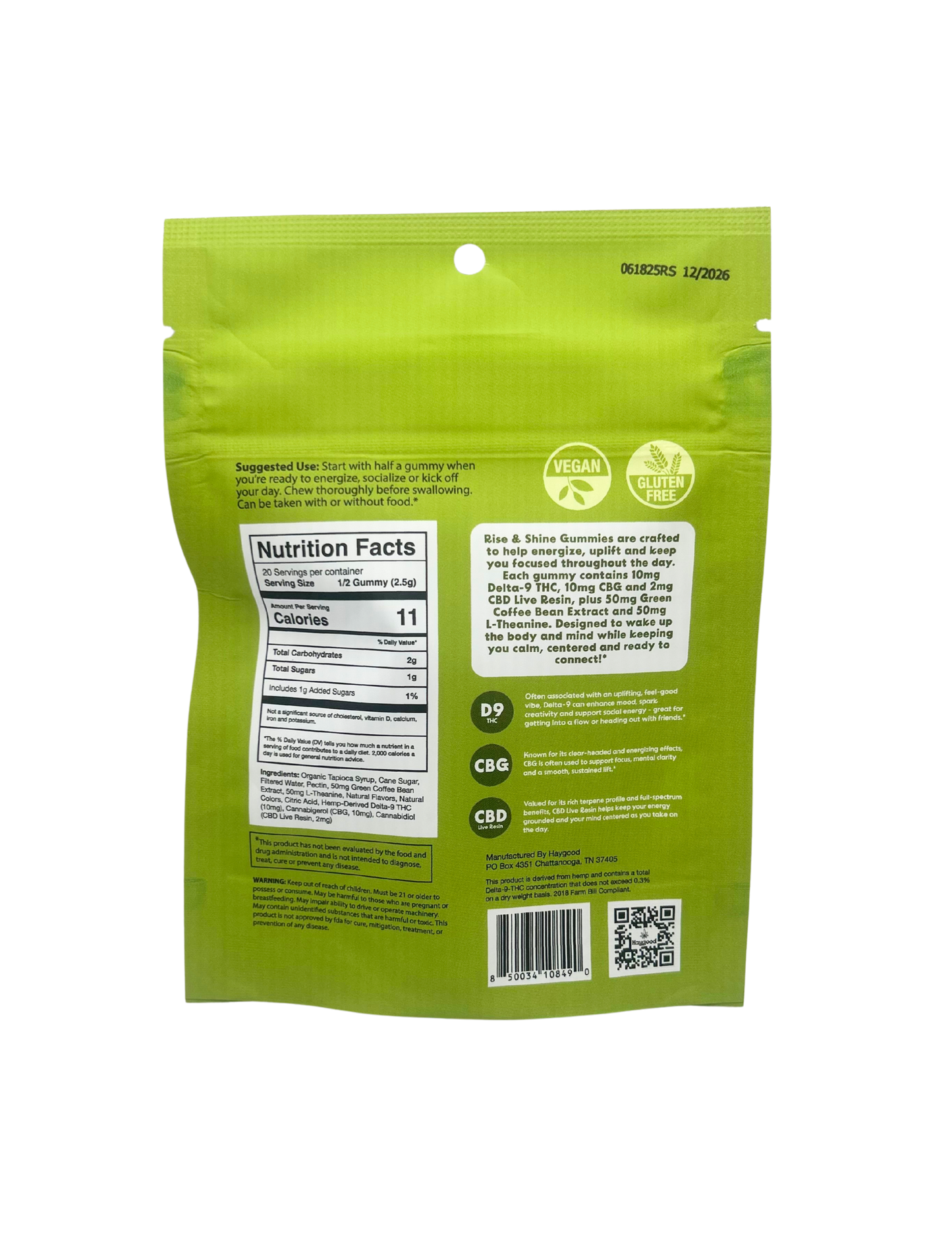 Haygood Farms Rise & Shine CBG & Delta 9 THC Live Resin Gummies – Sativa - Lemon Lime