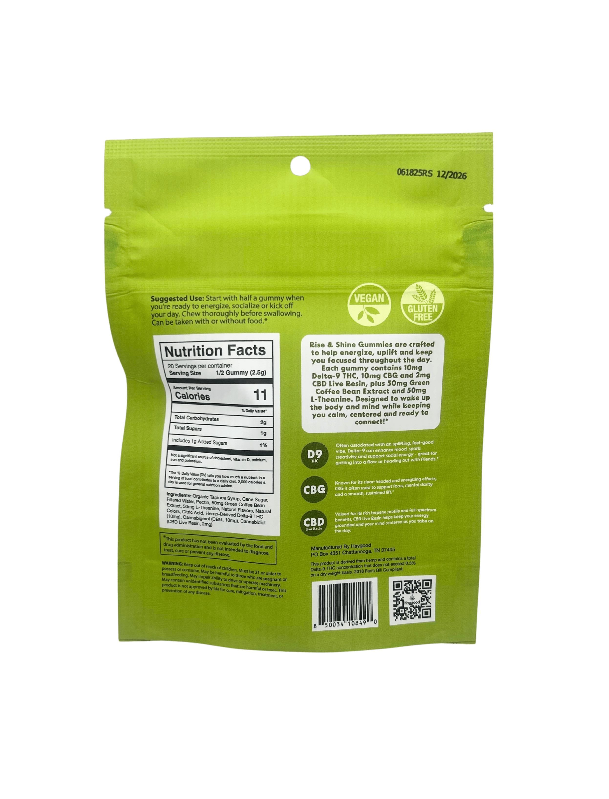 Haygood Farms Rise & Shine CBG & Delta 9 THC Live Resin Gummies – Sativa - Lemon Lime