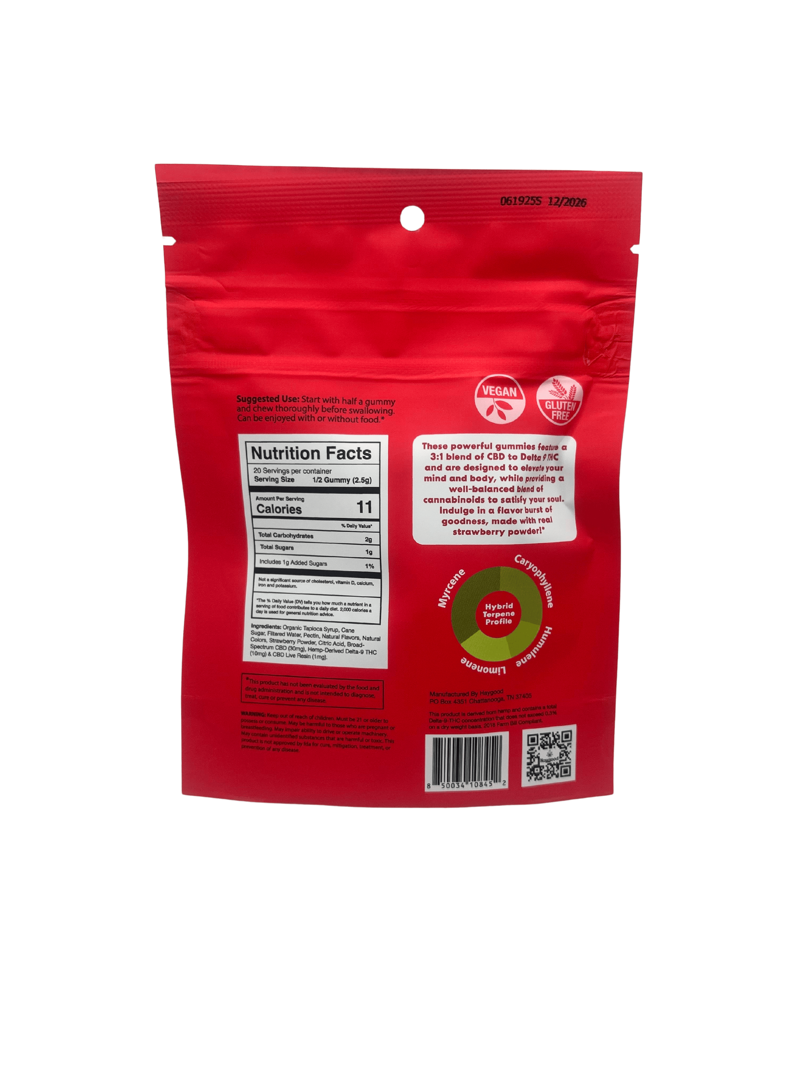 Haygood Farms D9 THC Live Resin 3:1  Gummies - Hybrid - Strawberry