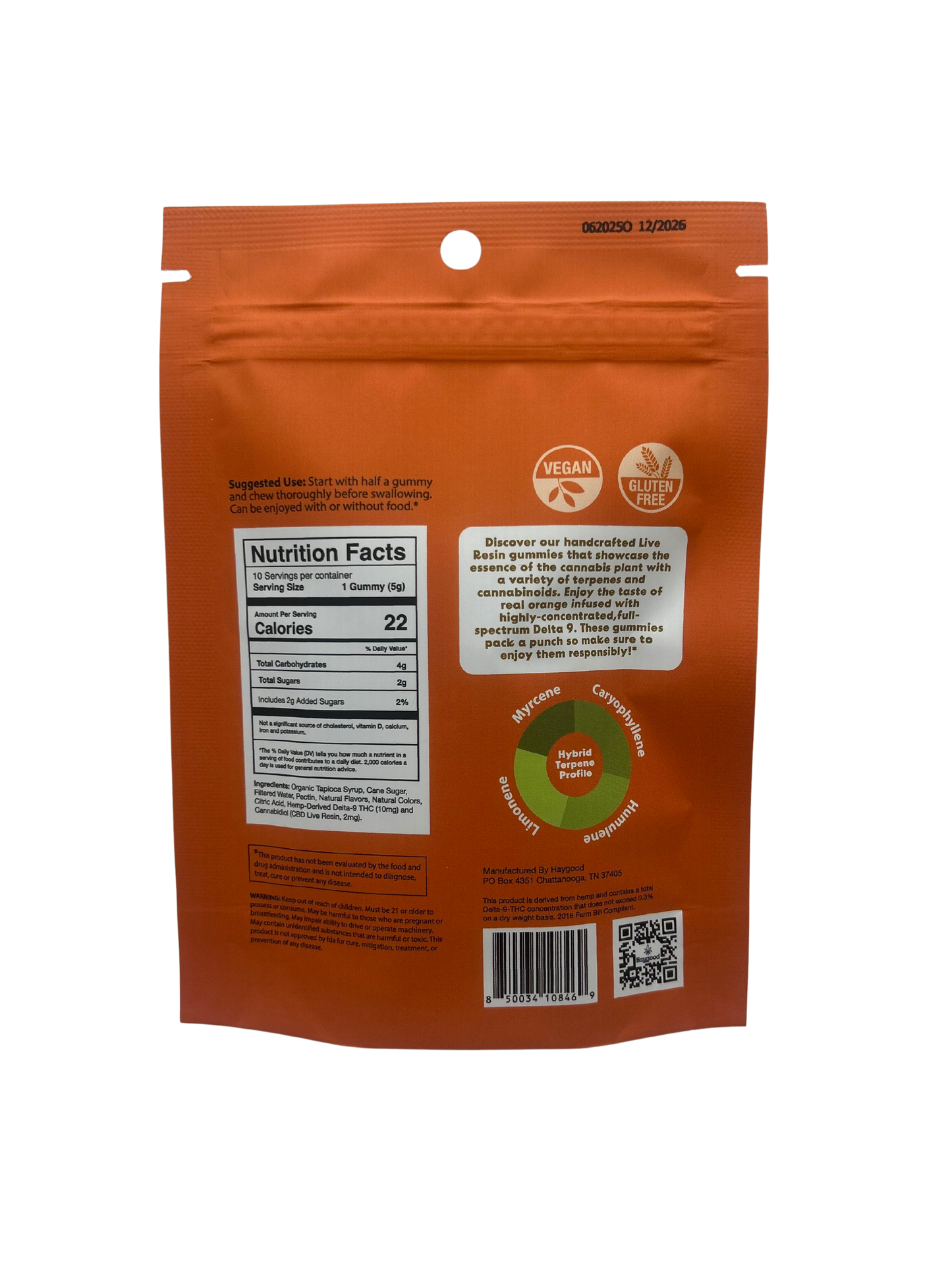 Haygood Farms D9 THC Live Resin Gummies - Hybrid - Blood Orange