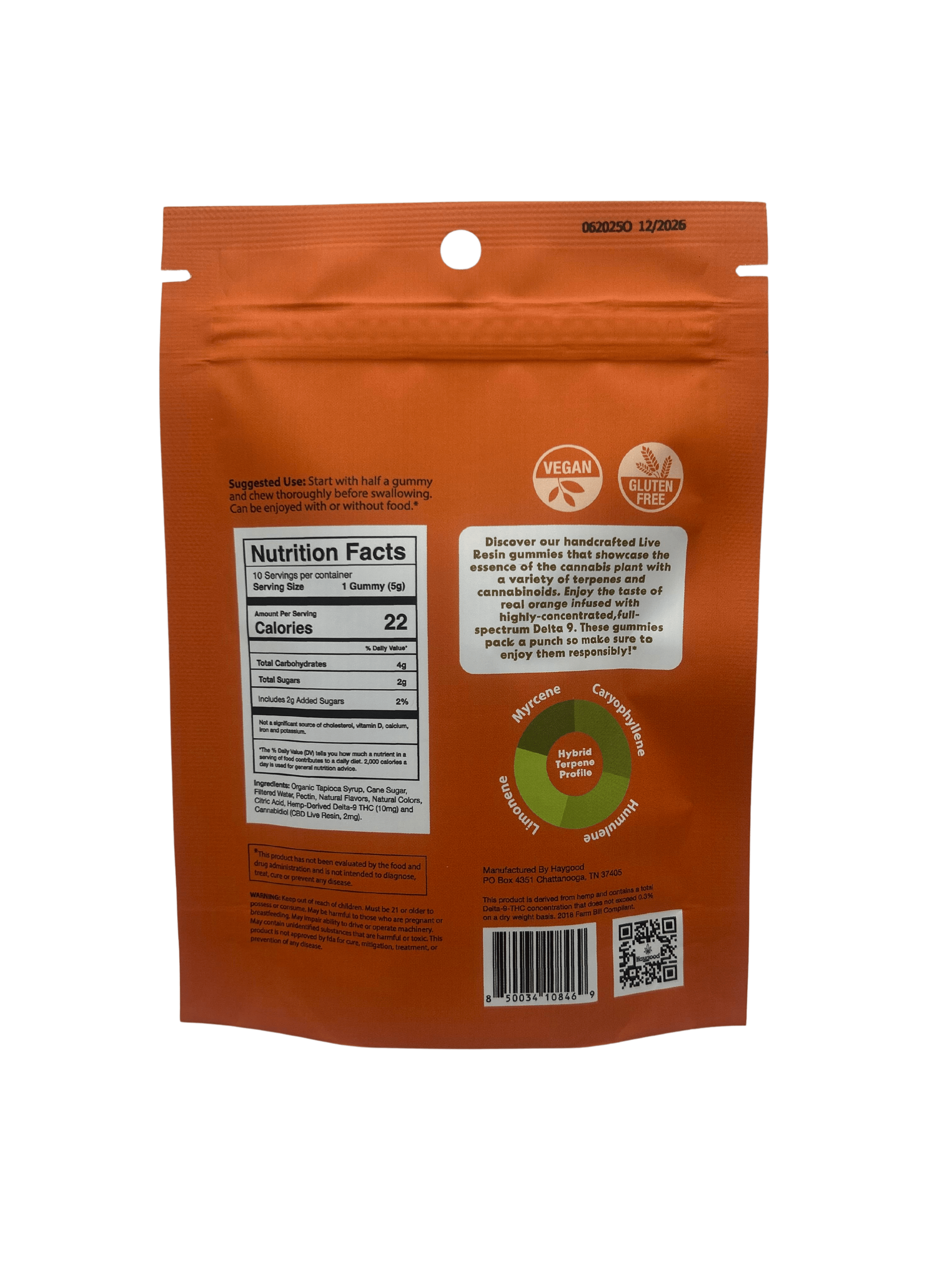 Haygood Farms D9 THC Live Resin Gummies - Hybrid - Blood Orange