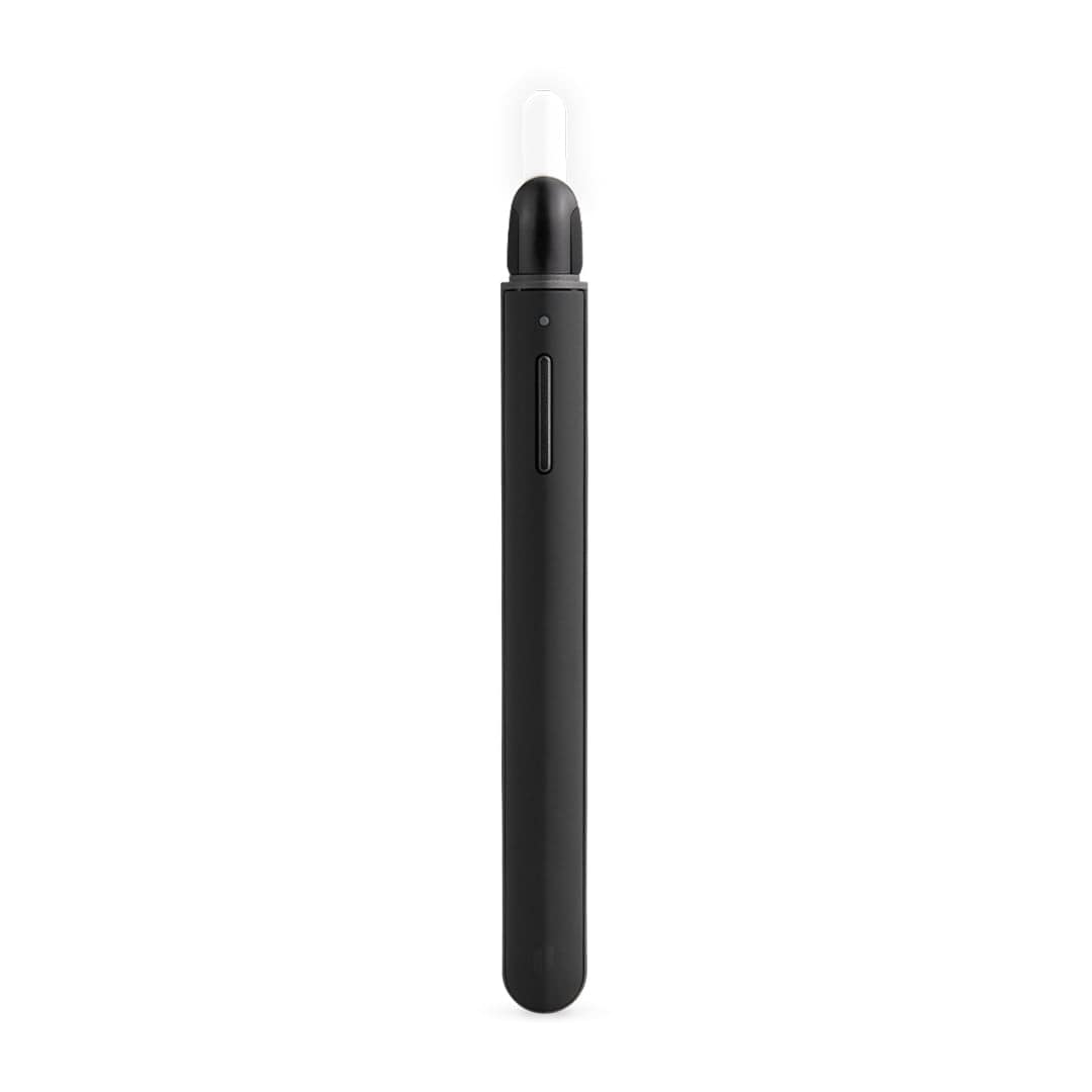Centered front view of the black Puffco New Hot Knife standing vertically against a white background.