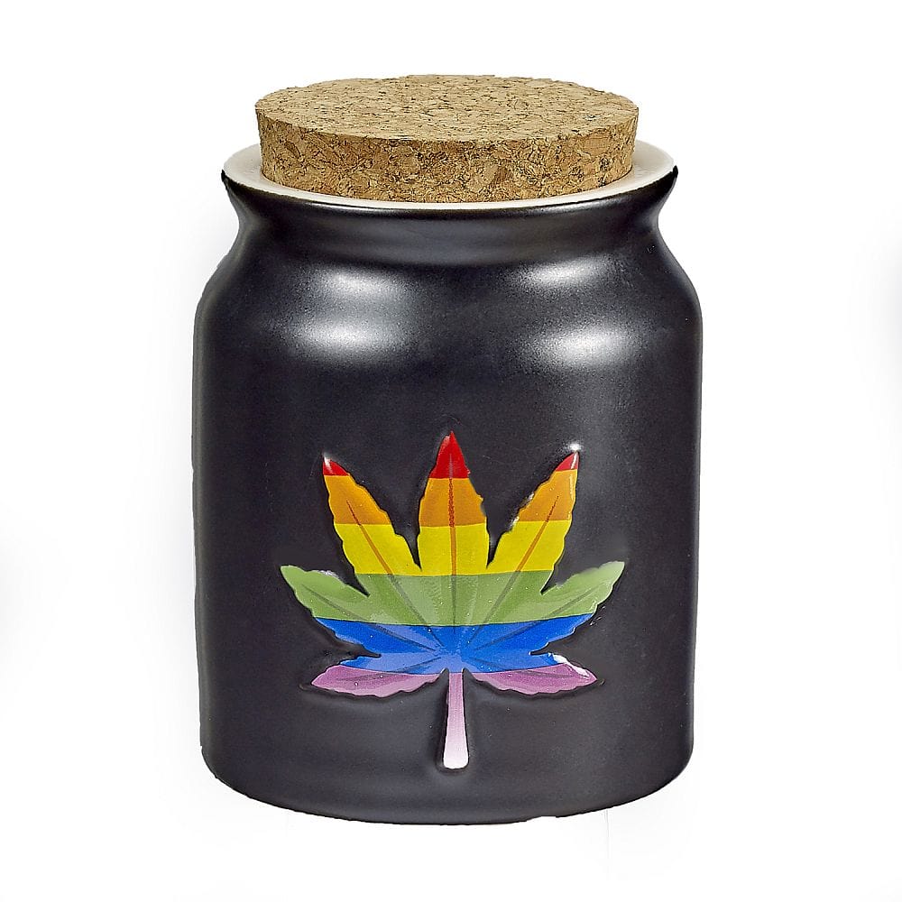 FashionCraft Bundle Set Rainbow Leaf Ashtray and Stash Jar set