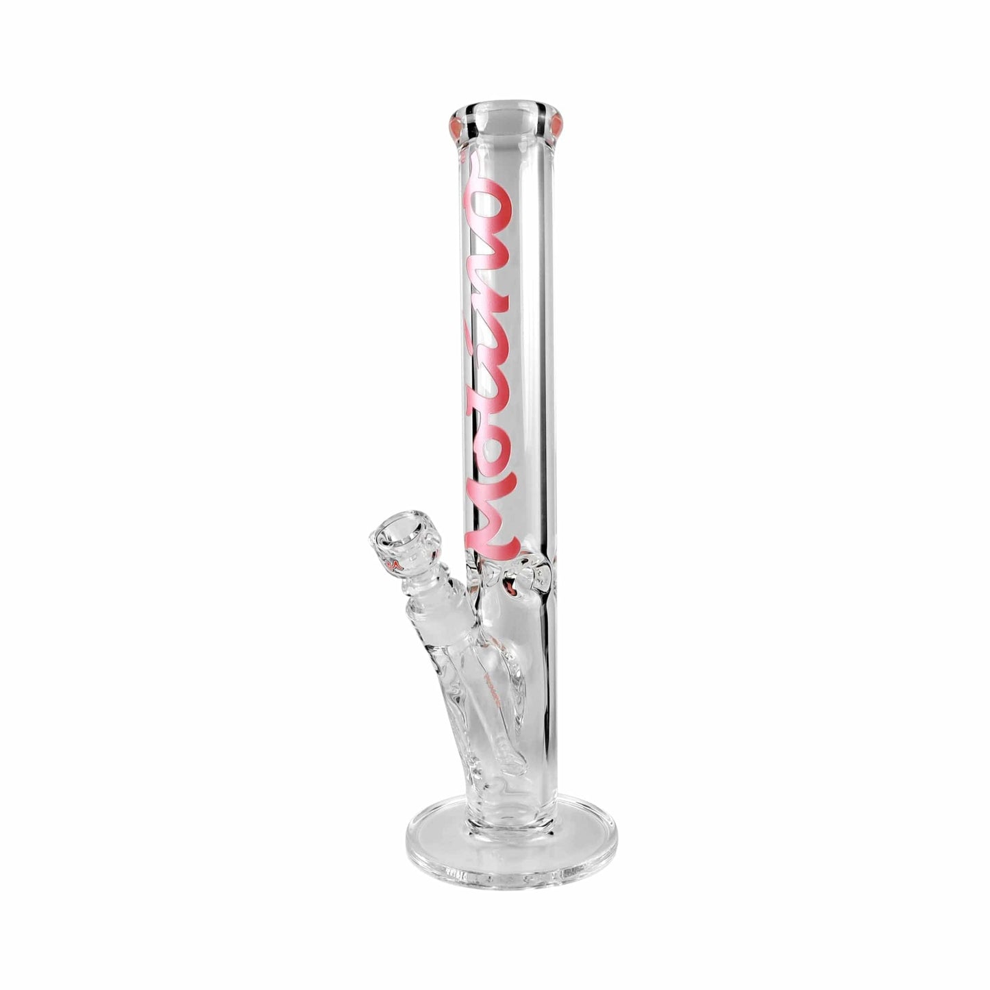 Molino Glass Bong Pink Logo / Clear Glass 9mm Thick Classic Straight Tube Bong