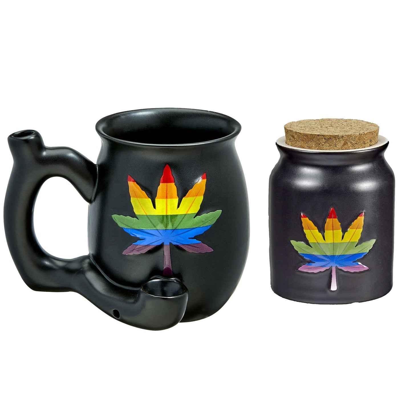 FashionCraft Bundle Set Rainbow Leaf Pipe Mug & Stash Jar Bundle