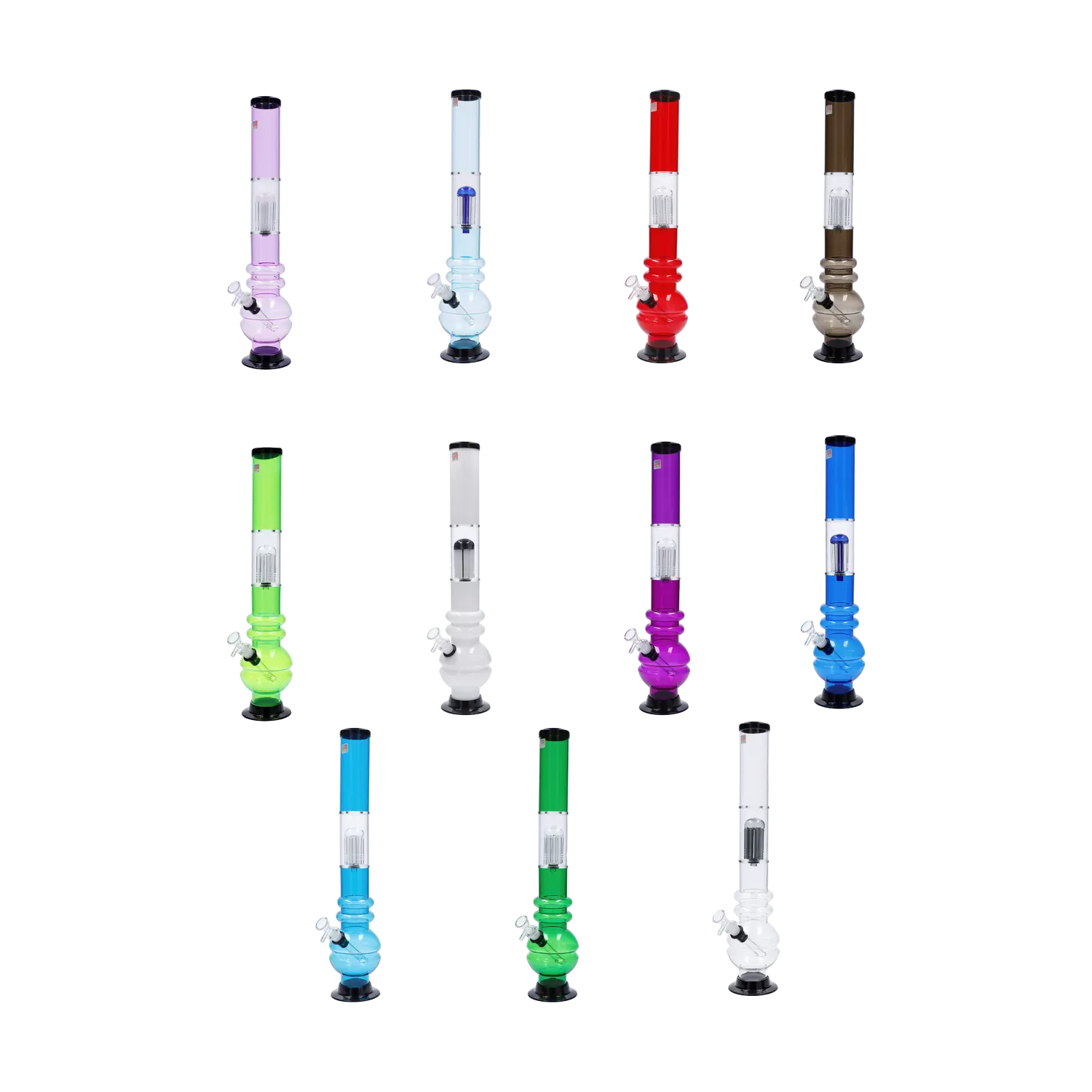 JM Plastics Bubble Base with Glass Perc Acrylic Water Pipe