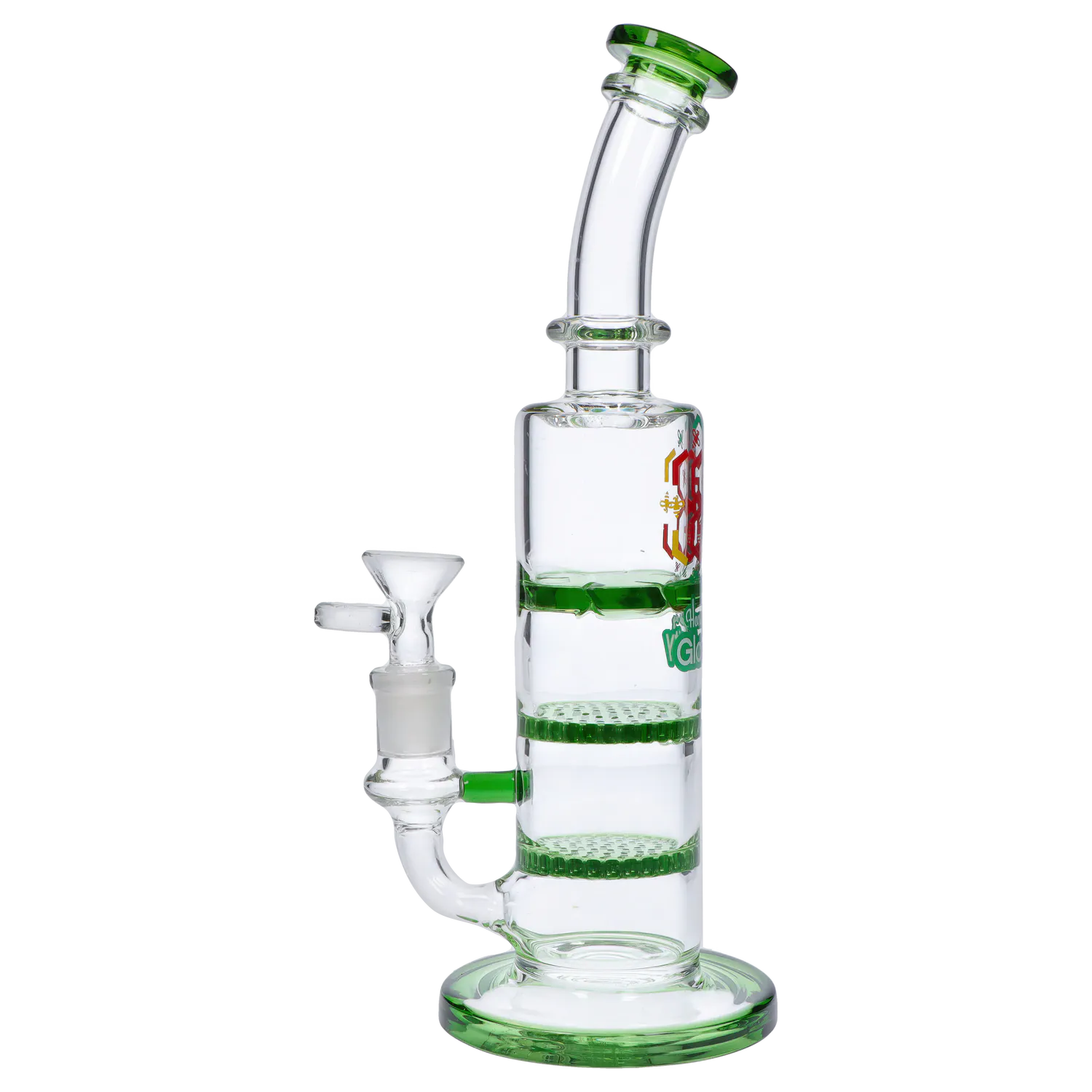DHC Bent Neck Water Pipe with Triple Honey Comb Perc - 9.5 in.