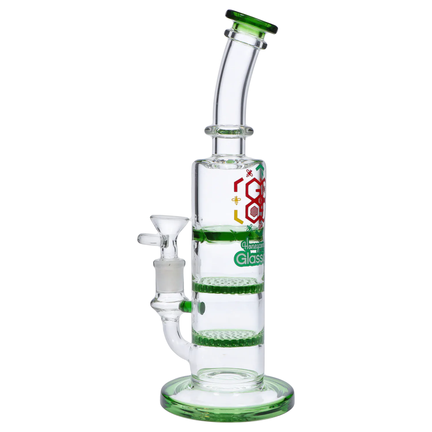 DHC Bent Neck Water Pipe with Triple Honey Comb Perc - 9.5 in.