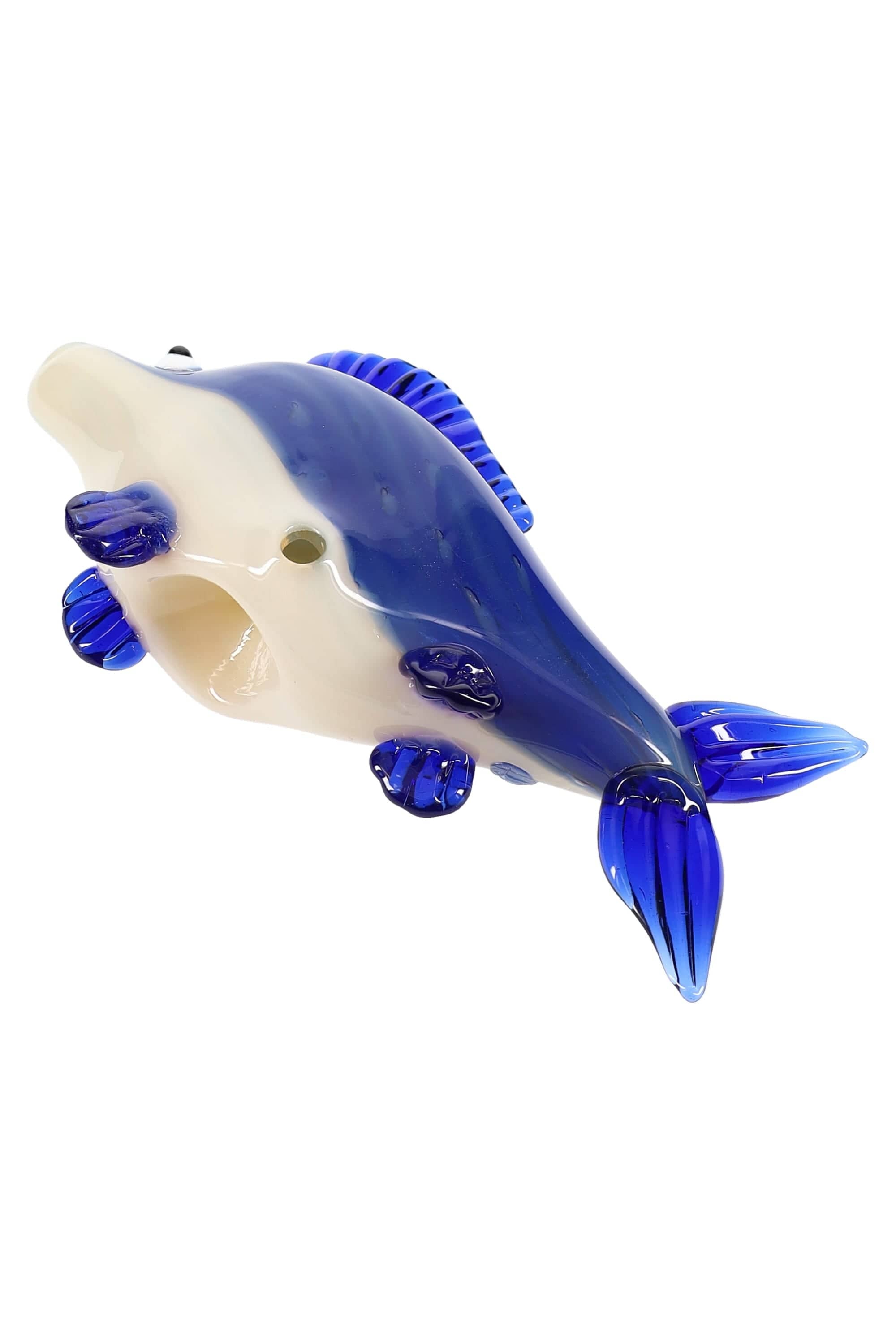 Primate Glass Glass Fish Hand Pipe “Reef Runner” – Silver Fumed – Assorted Colors