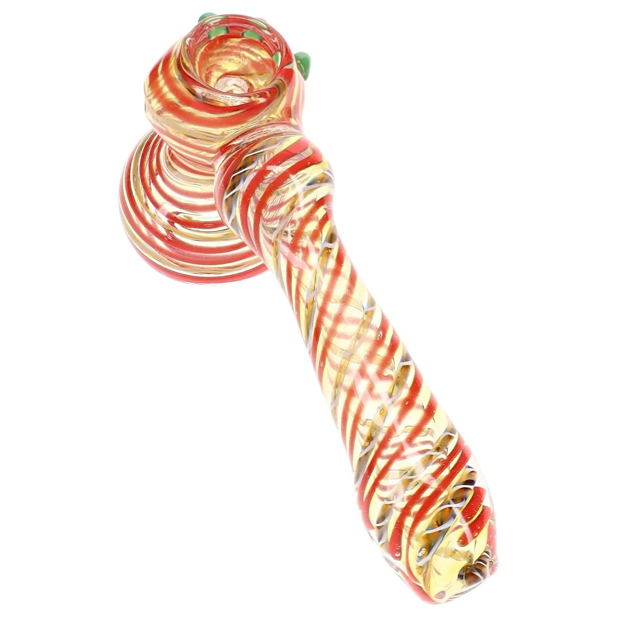 Primate Glass Color-Changing Spiral Hammer Bubbler “Stripe Sprint” – 5½″ – Assorted Colors
