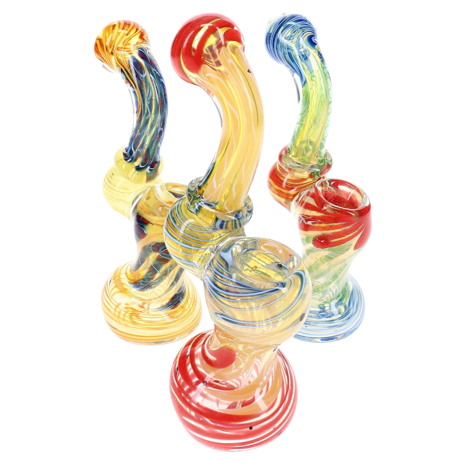 Primate Glass Color-Changing Striped Sherlock Bubbler “Stripe Sleuth” – 5½″ – Assorted Colors