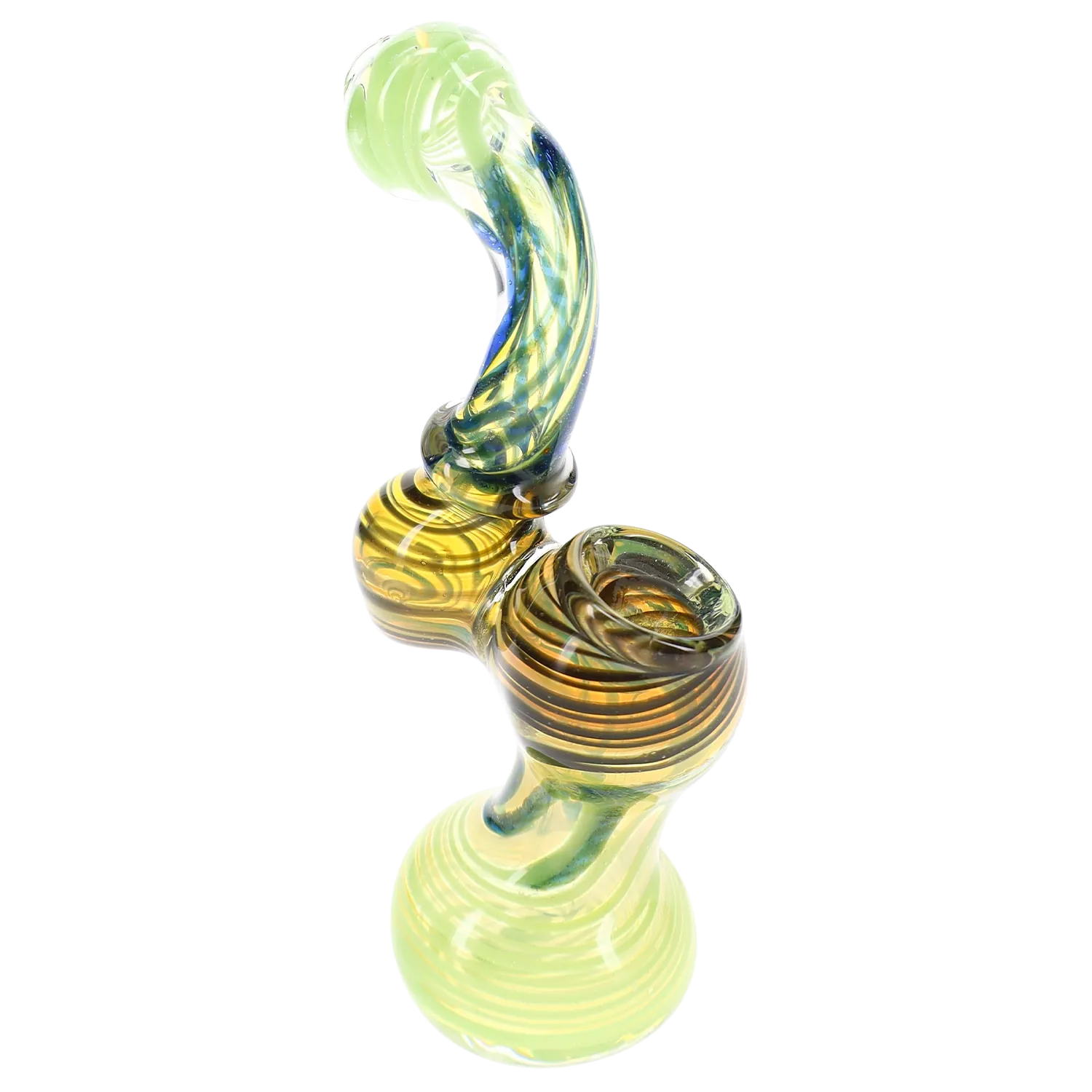 Primate Glass Color-Changing Striped Sherlock Bubbler “Stripe Sleuth” – 5½″ – Assorted Colors