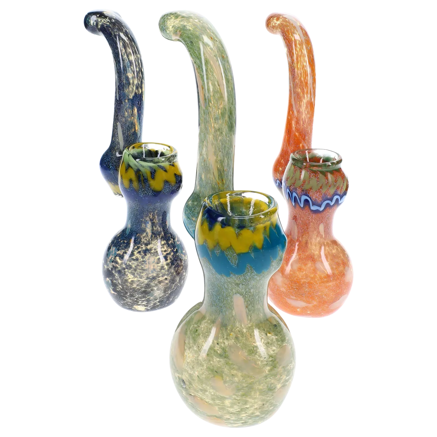 Primate Glass Silver Fumed Frit Sherlock Bubbler “Frit Wizard” – 6½″ – Assorted Colors