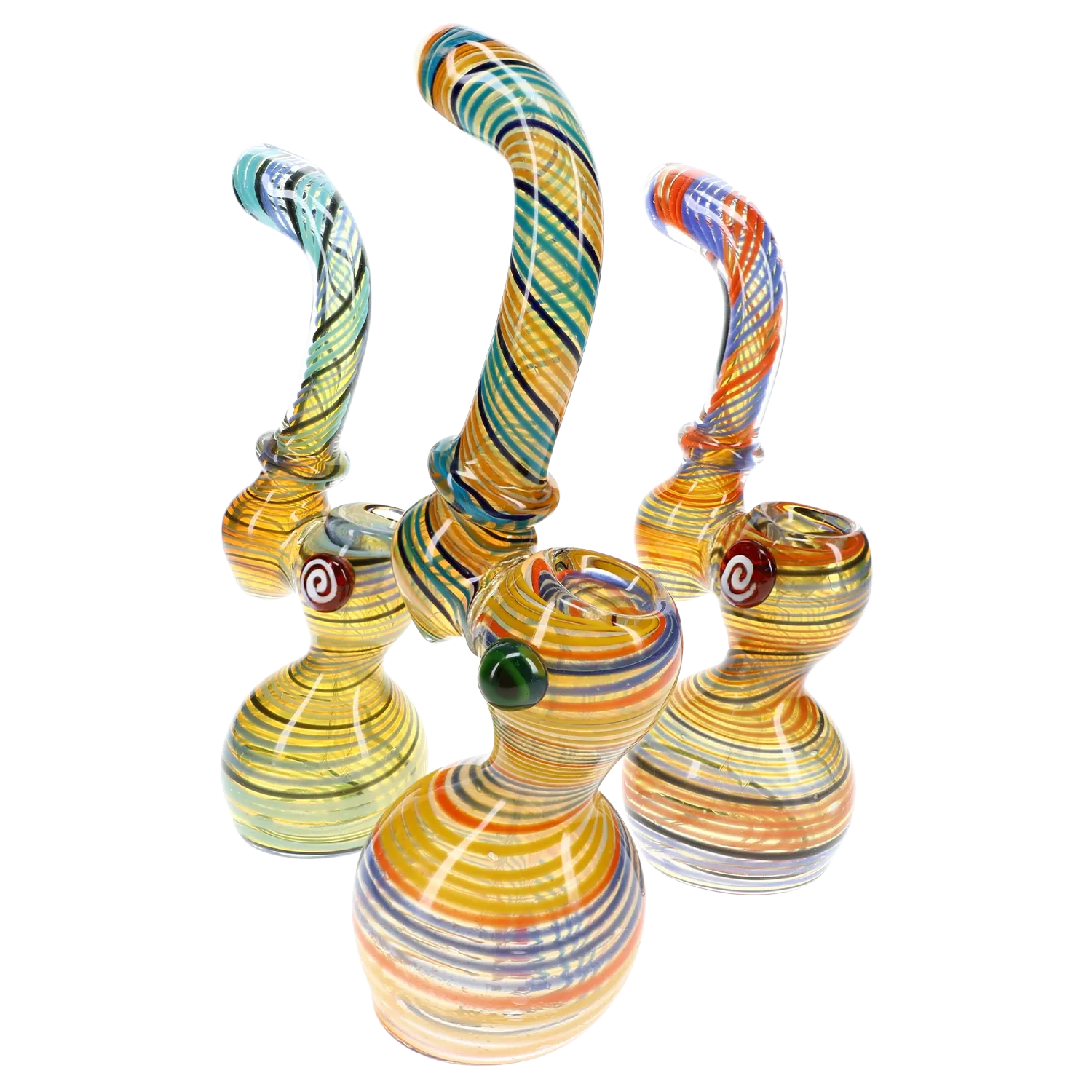 Primate Glass Color-Changing Striped Sherlock Bubbler “Wizard Stripe” – 7½″ – Assorted Colors