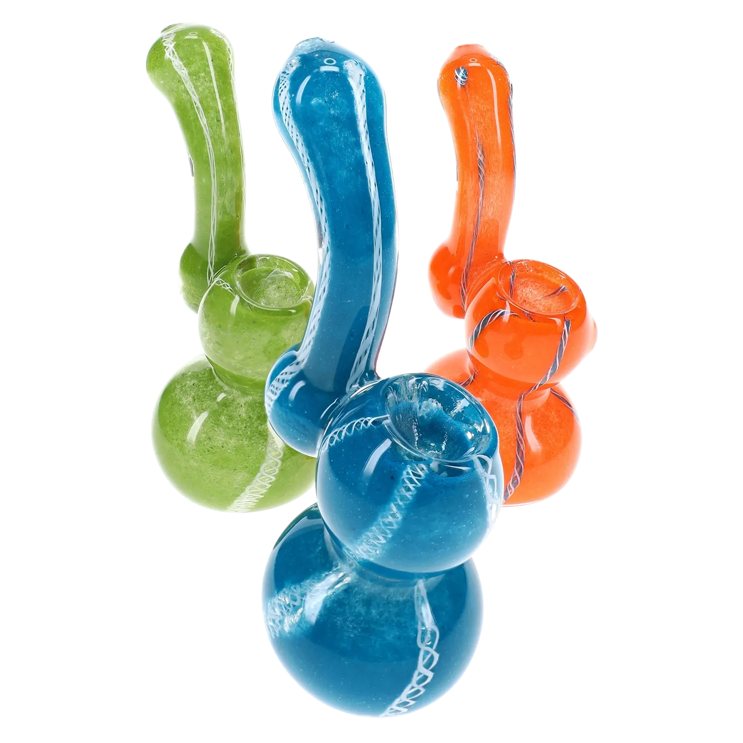 Primate Glass Frit Striped Sherlock Bubbler “Pocket Sleuth” – 5″ – Assorted Colors